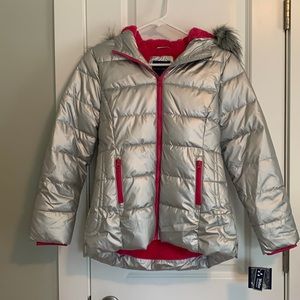 NWT Falls Creek Girls’ Silver and Pink Puffer Jacket